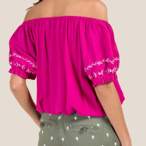 Francesca's Bree Embroidered Peasant Blouse - Picture 2 of 2